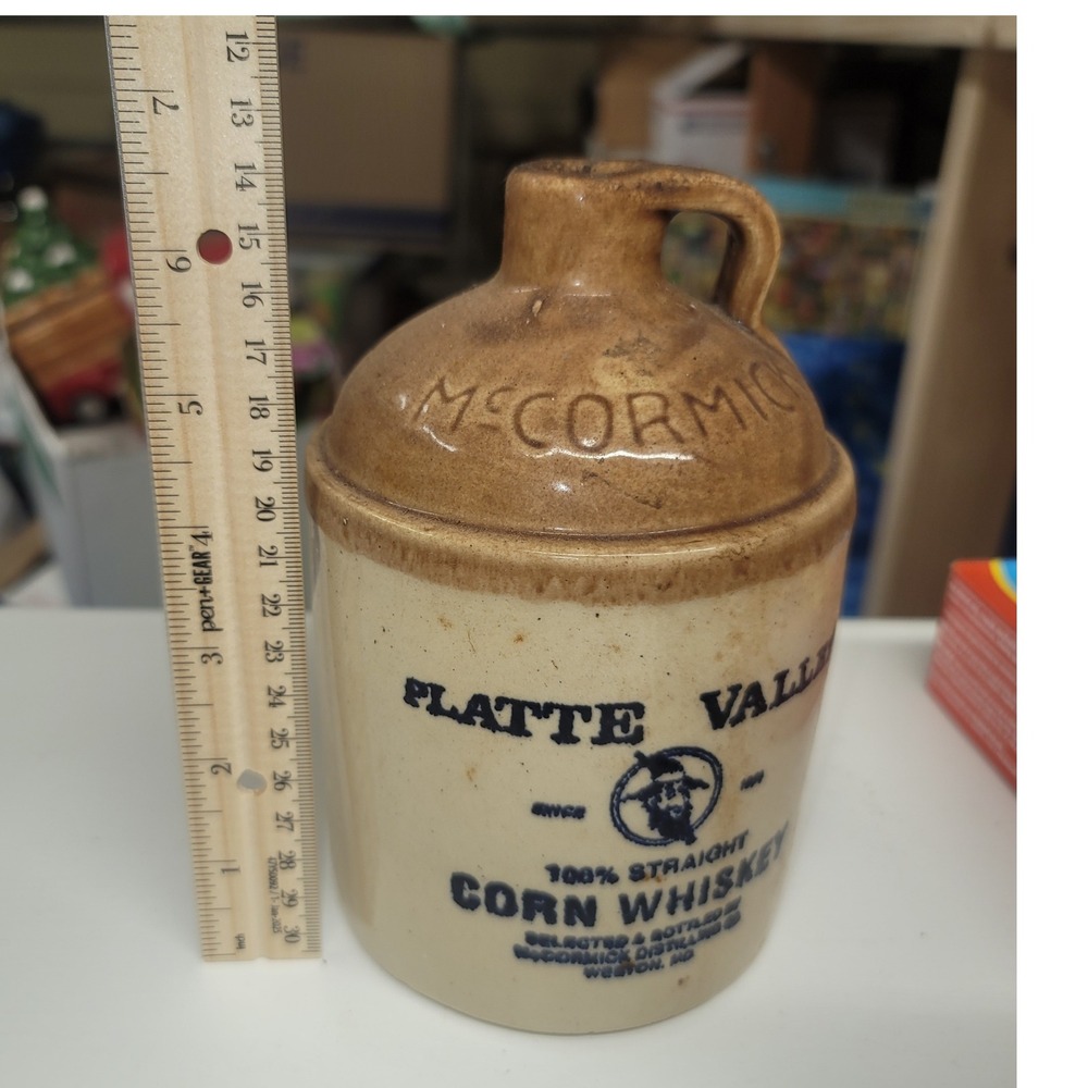 McCormick Platte Valley Corn Whiskey Stoneware Pottery Jug Bottle Weston MO